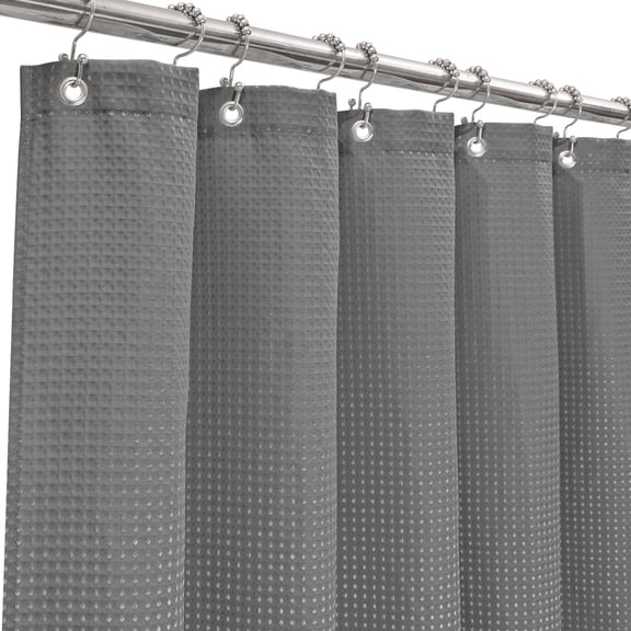Mrs Awesome Waffle Shower Curtain, Heavyweight Fabric Shower Curtains for Bathroom, Grey, 71" x 75"