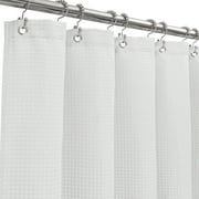 Mrs Awesome Waffle Weave Fabric Shower Curtain Extra Long for Bathroom -White, 71"W x 84"L