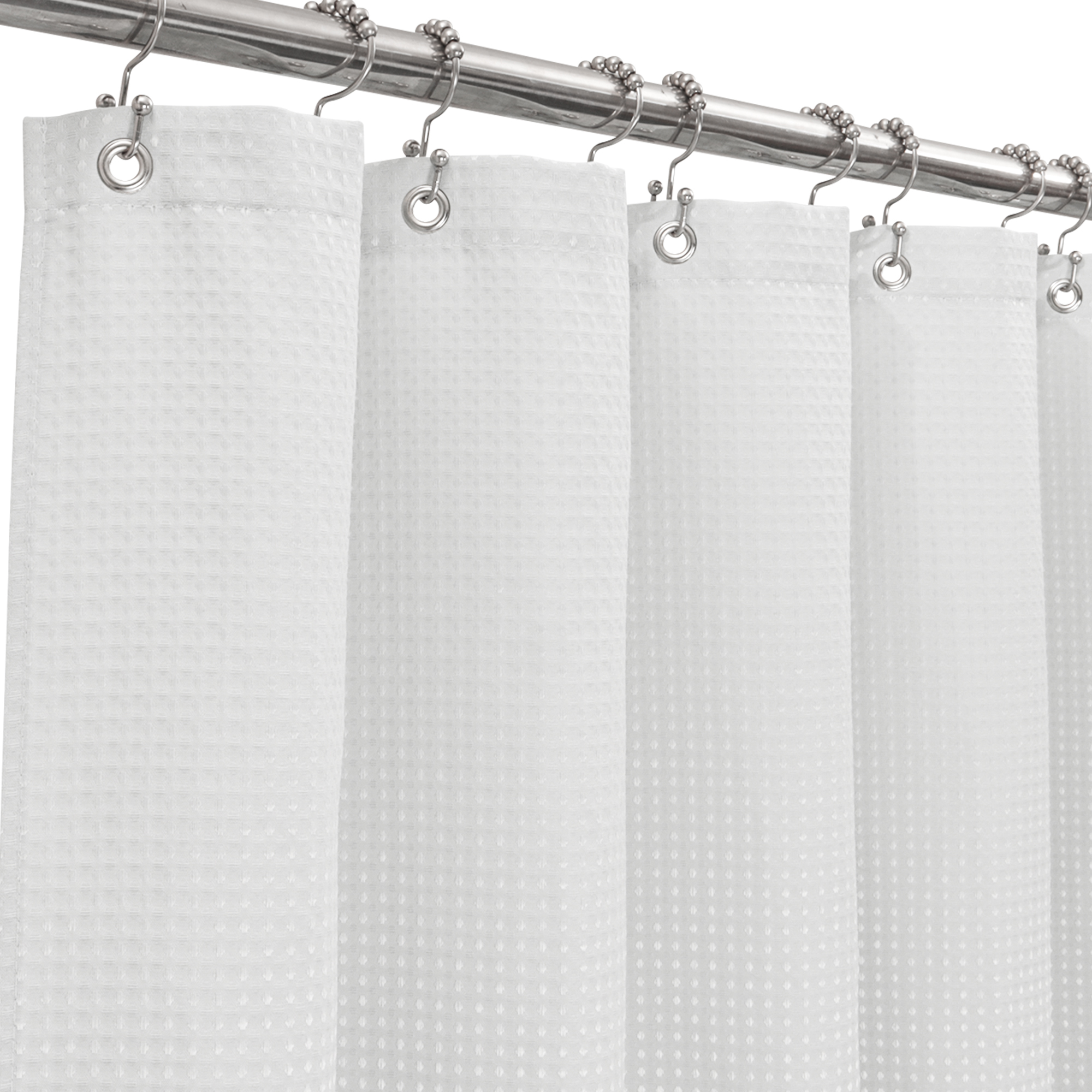 Waffle Weave White Fabric Shower Curtain,32