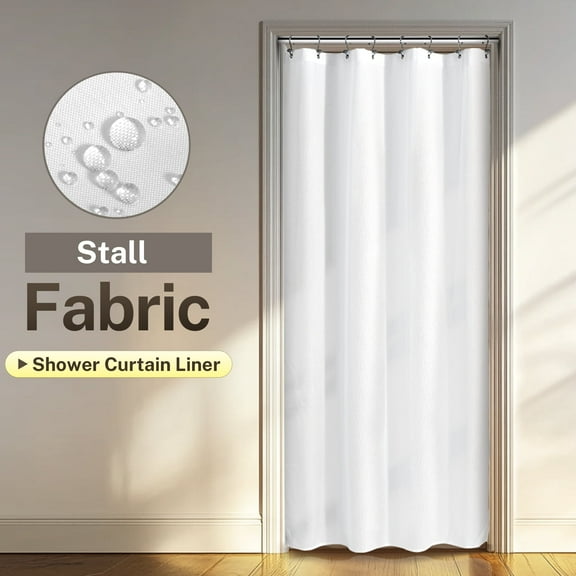 Mrs Awesome Waterproof Fabric Shower Curtain Liner Microfiber with 2 Magnets, White -36"x72"