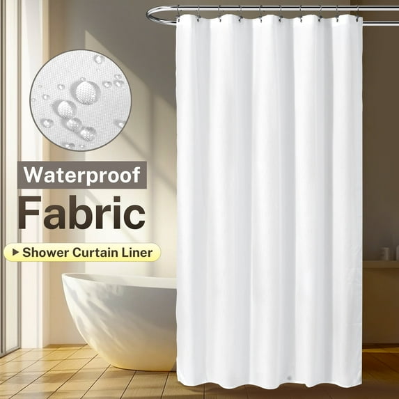 Mrs Awesome Waterproof Fabric Shower Curtain Liner Microfiber with 2 Magnets, White -60"x72"
