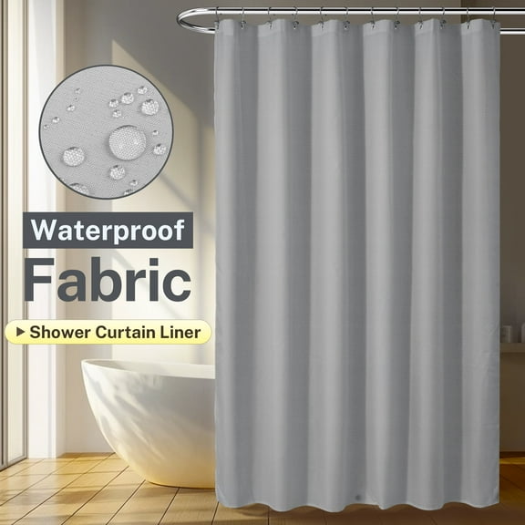 Mrs Awesome Waterproof Fabric Shower Curtain Liner Microfiber with 3 Magnets, Grey -72"x72"