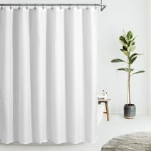 Mrs Awesome White Fabric Shower Curtain Liner Microfiber Cloth with 3 Magnets -Waterproof, 72"x72"