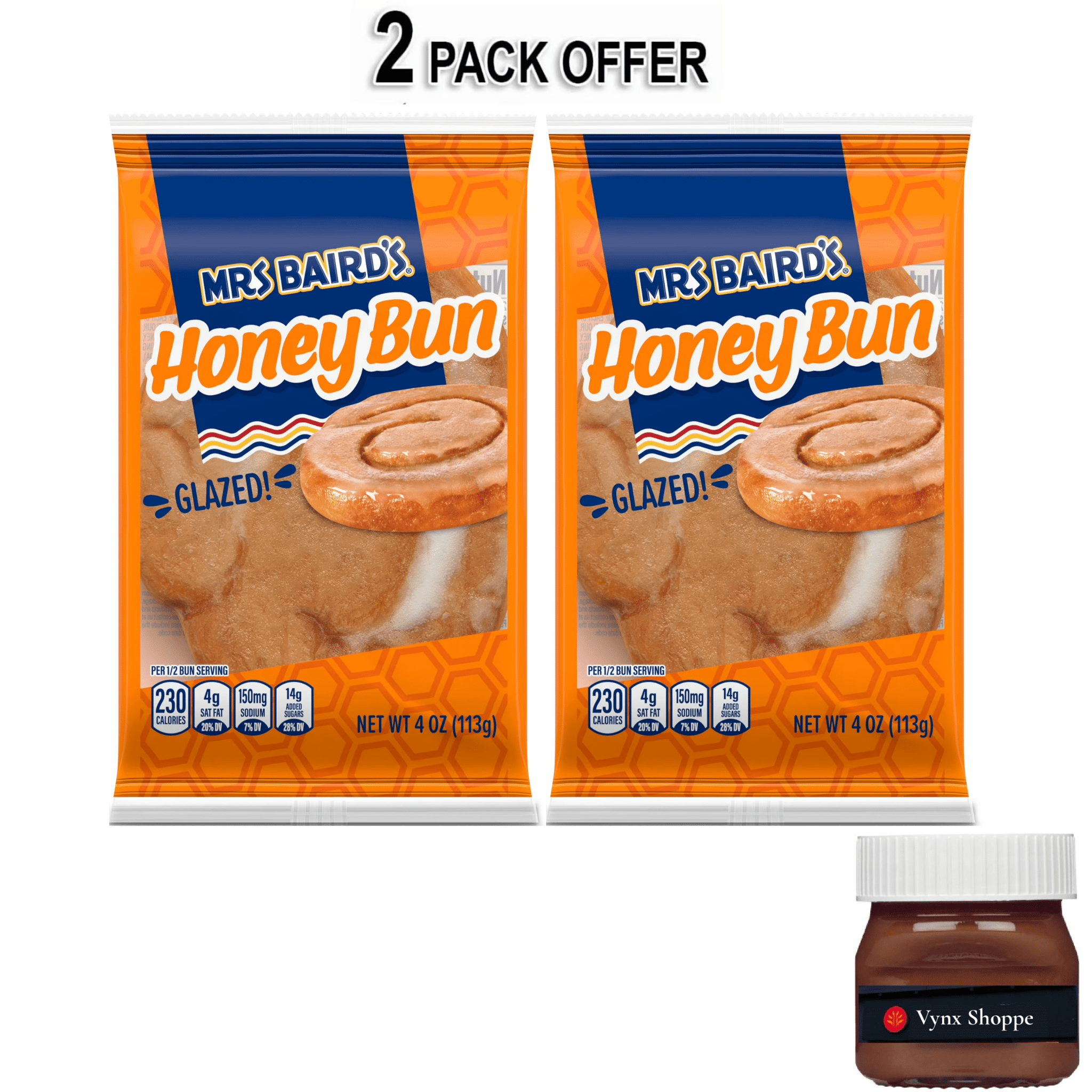 Mrs Baird's Glazed Honey Bun, 4 oz, Pastries