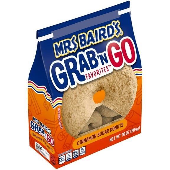 Mrs Baird's Grab 'n Go Favorites Cinnamon Sugar Donuts, 10 oz, Donuts, Bag, Pack of 4