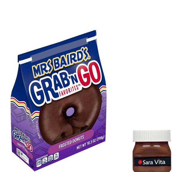 Mrs Baird's Grab 'n Go Favorites Frosted Donuts, 10.5 oz, Chocolate Donuts, Bag