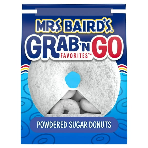 Mrs Baird's Grab 'n Go Favorites Powdered Sugar Donuts, 10 oz, Donuts, Bag, Pack of 2