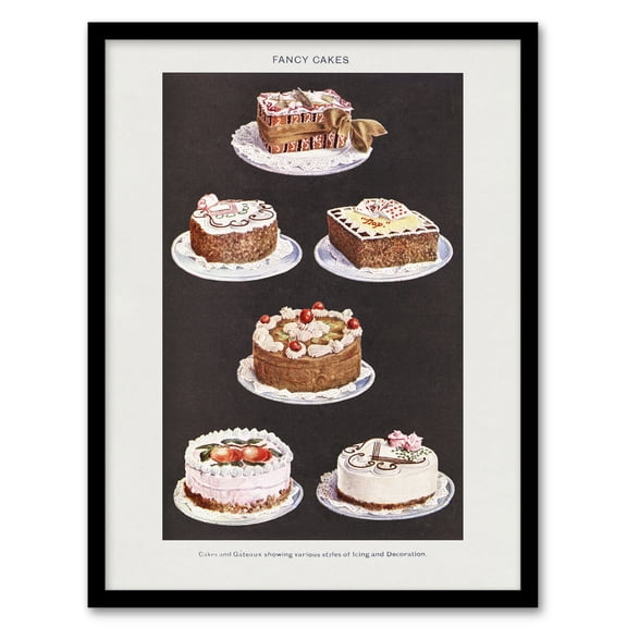 Mrs Beeton Household Management Fancy Cakes Framed Wall Art Picture Print A4