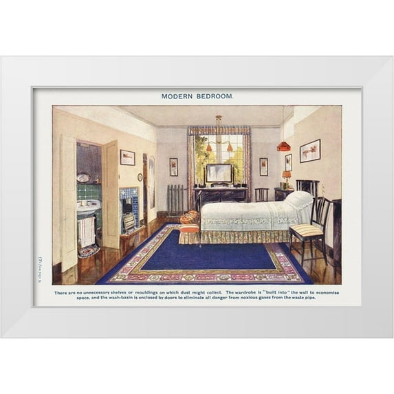 Mrs. Beeton''s Book of Household Management 32x23 White Modern Wood Framed Museum Art Print Titled - Modern bedroom