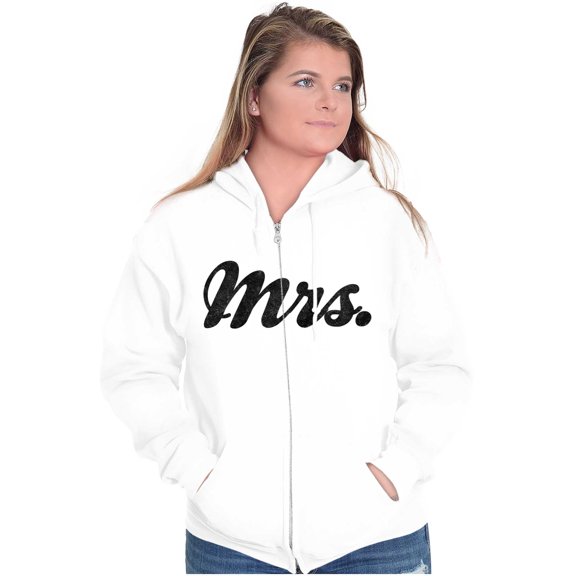 Mrs. Bride Bachelorette Honeymoon Womens Plus Size Graphic Zipper Hoodie Brisco Brands 5X