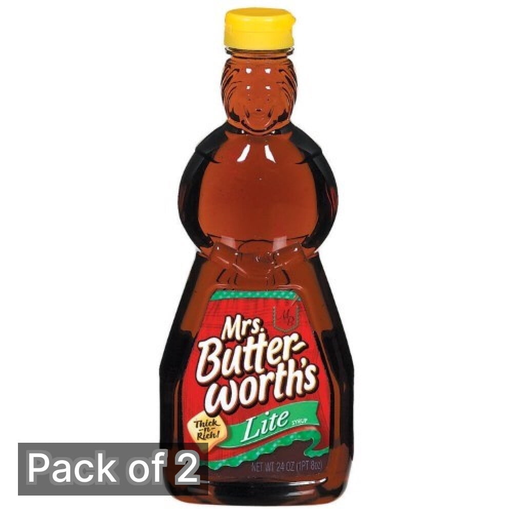 Mrs. Butterworths Lite Syrup 24 Fl Oz Plastic Bottle (Pack of 2)