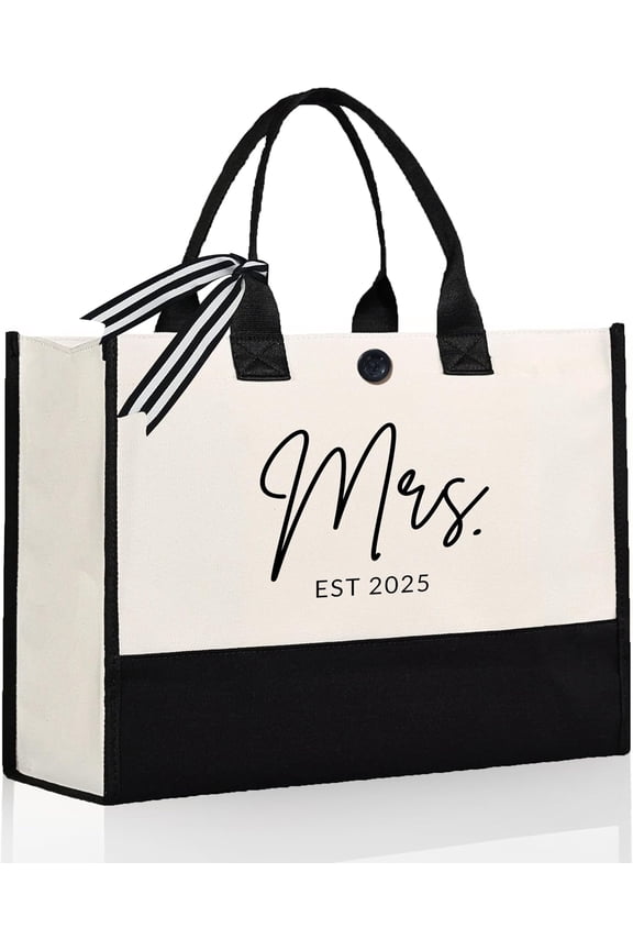 Mrs Canvas Tote Bag for Bride 2025, Bride Gifts for Bridal Shower, Wedding Gifts for Bride to Be, Future Mrs, Engagement, Bachelorette Party
