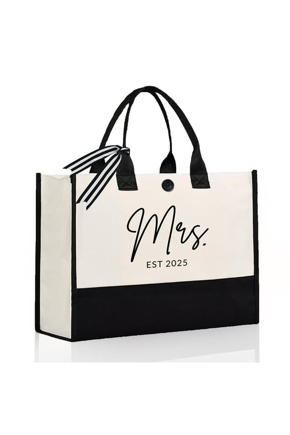 Mrs Canvas Tote Bag for Bride Gifts Bridal Shower, Wedding Gifts for Bride to Be, Future Mrs, Engagement, Bachelorette Party Gift