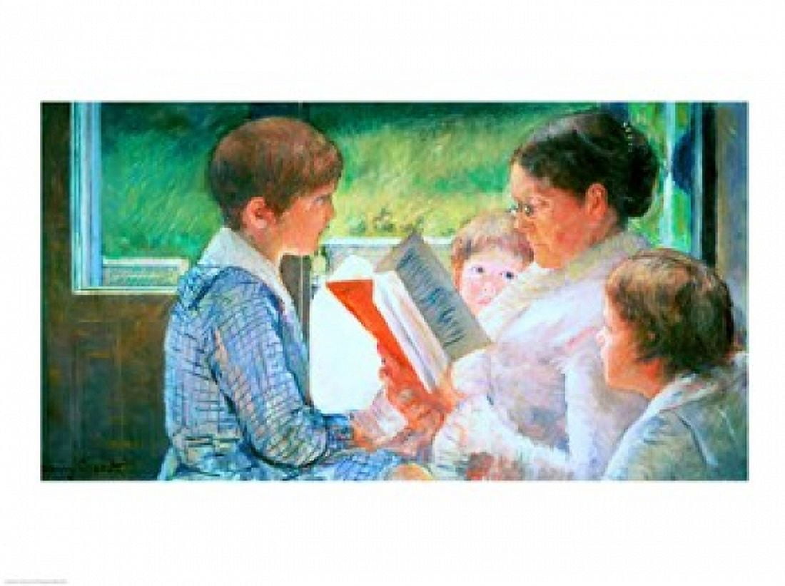 Mrs Cassatt Reading to her Grandchildren 1888 Canvas Art - Mary Cassatt (24 x 18)