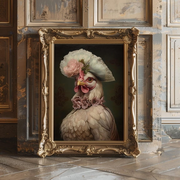 Mrs. Chicken Victorian Style Animal Unframed Paper Print