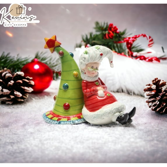 Mrs. Claus Ceramic Salt and Pepper Shakers Christmas