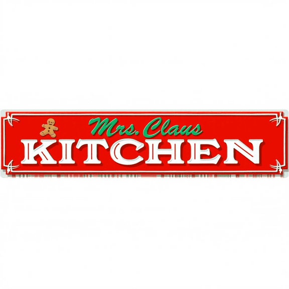 Mrs. Claus Christmas Tin Signs 16*4 Inches "Mrs. Claus Kitchen" Living Room, Bedroom, Porch Decor Vintage Decor For Home, Family Sign, Outdoor Sign