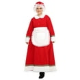 thumbnail image 1 of Mrs. Claus Costume for Women Plus Size Outfit Chirstmas Adult Santa Dress with Apron Wig and Glasses for Cosplay Party -M, 1 of 7