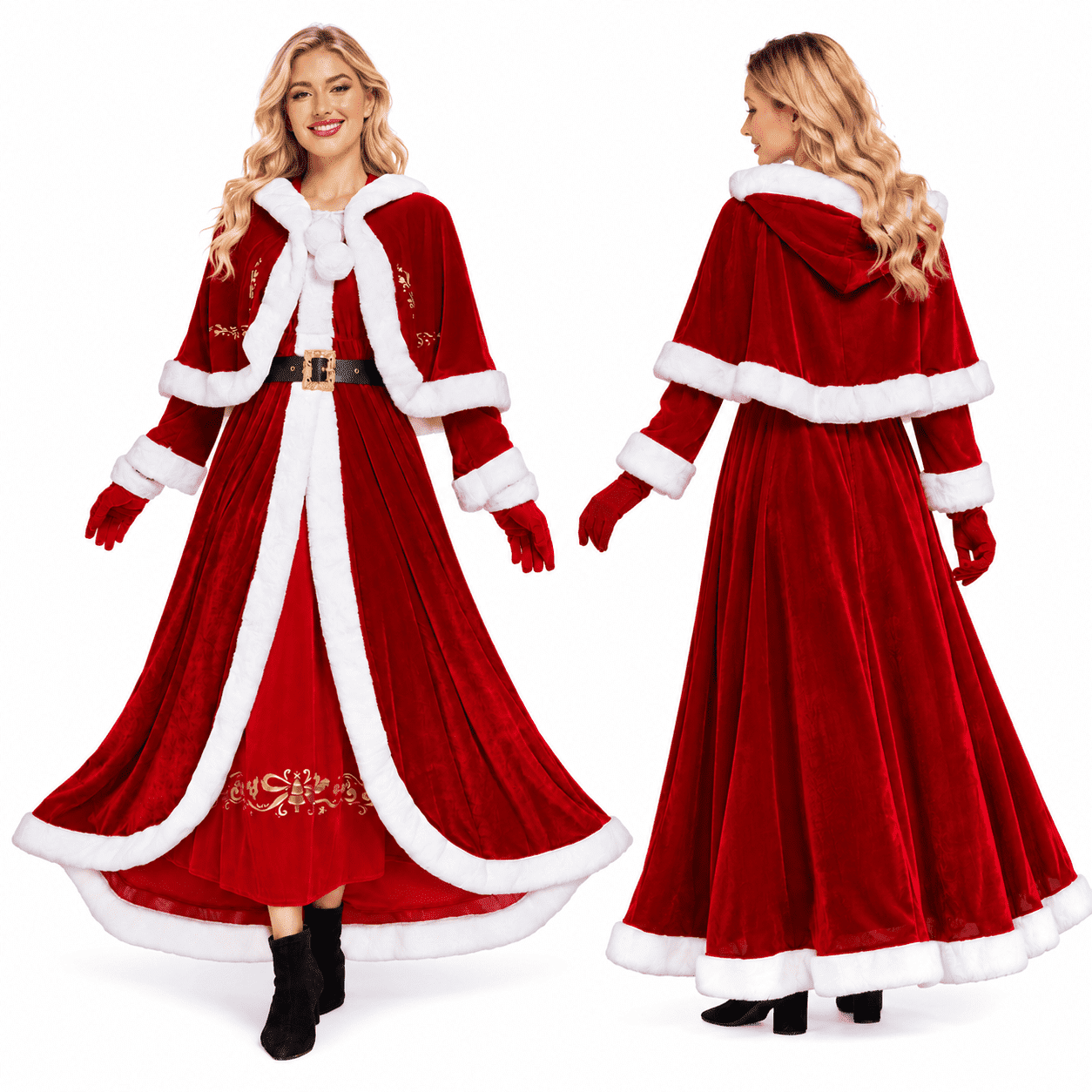Santa Mittens Mrs. Claus Costume for Women Plus Size Outfit Chirstmas Adult Santa ...