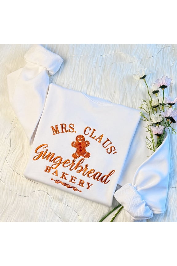 Mrs. Claus Gingerbread Embroidered Sweatshirt