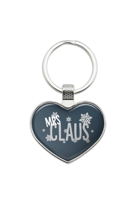 Mrs Claus Keychain Heart Love Metal Key Chain Ring