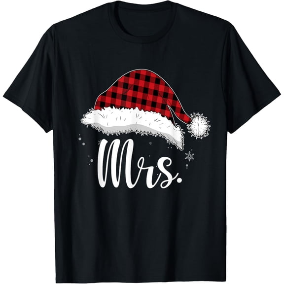 Mrs Claus Red Plaid Matching Christmas Pajamas T-Shirt