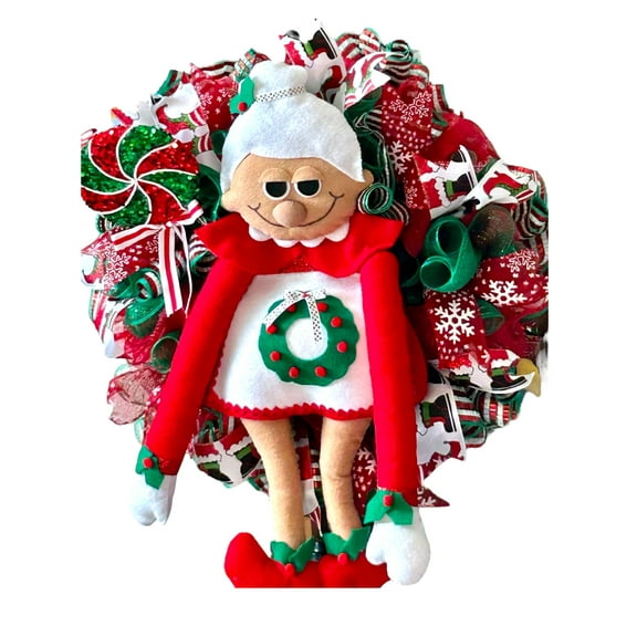 Mrs. Claus Wreath, Christmas Wreath, Christmas Decor