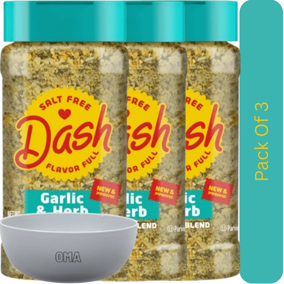 Mrs. Dash Garlic Herb Salt-Free Seasoning, Flavorful Blend, 10 oz. With White Bowl By OMA
