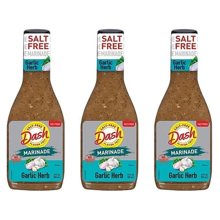 Mrs. Dash Salt Free Marinade 12 Oz Bottles 3 Pack Bundled by Louisiana Pantry - (Zesty Garlic and Herb)