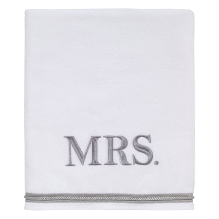 Mrs. Embroidered Bath Towel - White