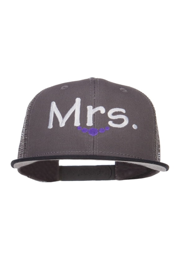 Mrs Embroidered Mesh Snapback Cap - Black Charcoal OSFM