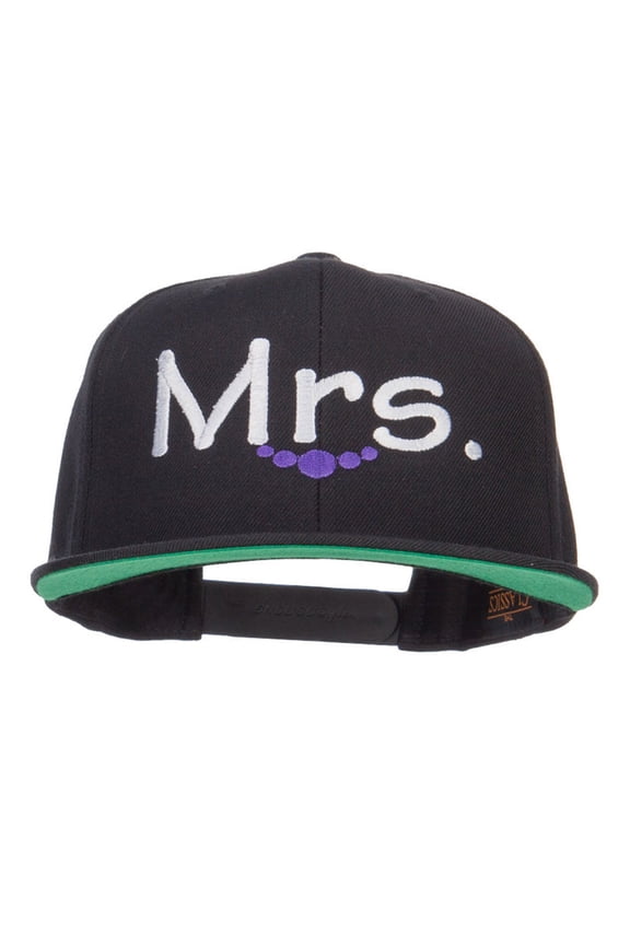 Mrs Embroidered Snapback Cap - Black OSFM