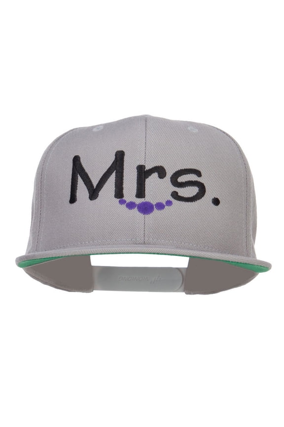 Mrs Embroidered Snapback Cap - Silver OSFM