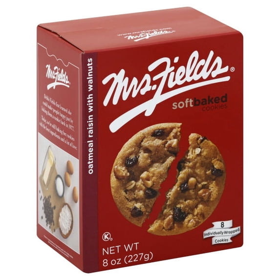 Mrs. Fields soft baked oatmeal raisin walnut cookies, 8 Oz box