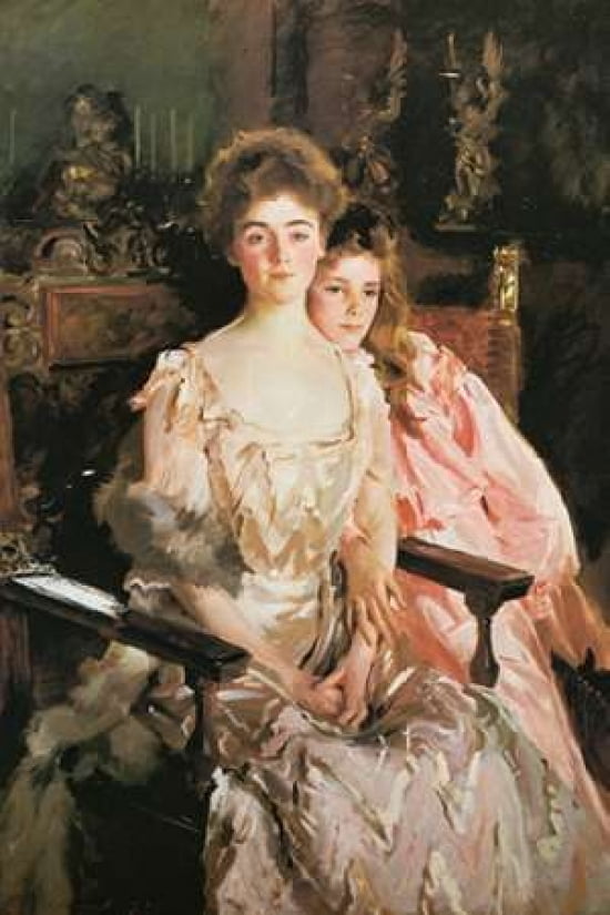 Mrs Fiske Warren and Daughter Rachel Canvas Art - John Singer Sargent (12 x 18)