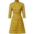 thumbnail image 1 of Mrs. Fox Costume Dress - Yellow Apple Polka Dot Elegant Mini Dress, 1 of 9