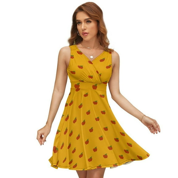 Mrs Fox's Dress Summer Street Style Dresses Female Sleeveless Printed Sundress