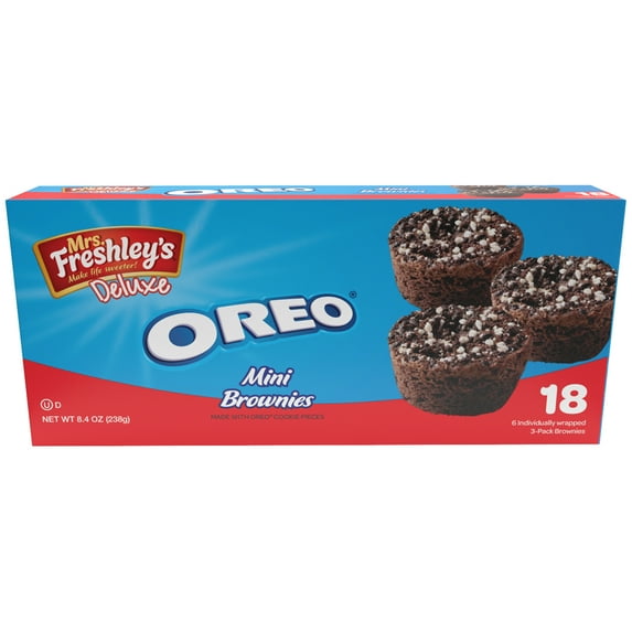 Mrs. Freshley's Deluxe Oreo Mini Brownies, 8.4 oz, 18 Count Box
