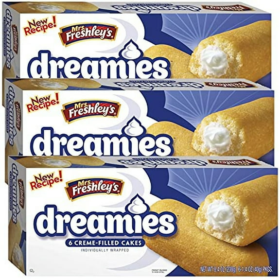 Mrs. Freshley's Cream Filled Dreamies Snack Cakes | Pack of 3 (18 Total Dreamies)