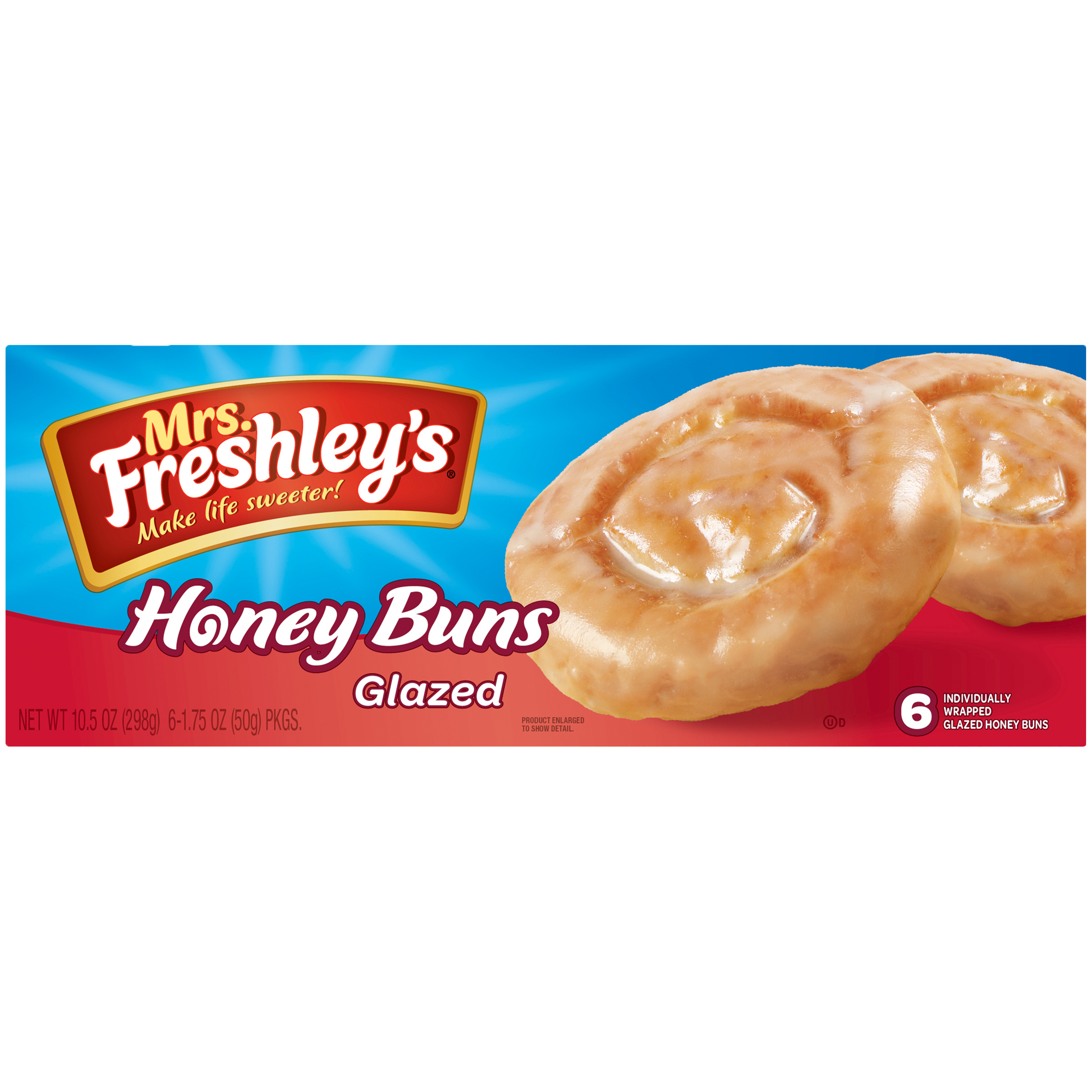 Mrs. Freshley's® Glazed Honey Buns, 6-1.75 oz. Wrapper