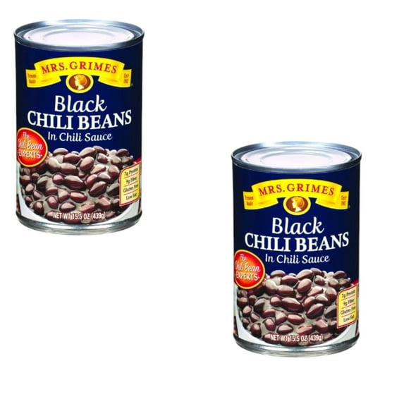 (2 pack) Mrs. Grimes Black Chili Beans, 15.5 oz Can