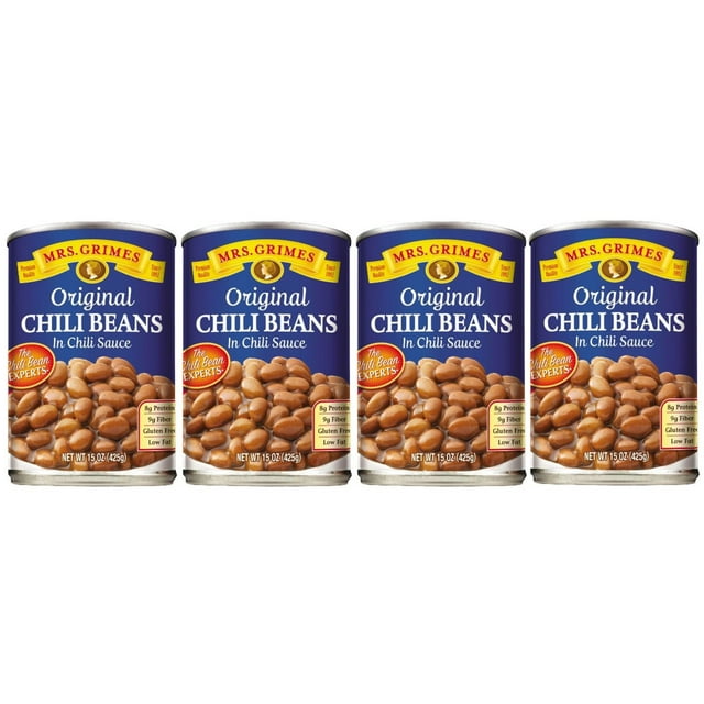 Mrs. Grimes Original Chili Beans 15 oz Can, Pack of 4