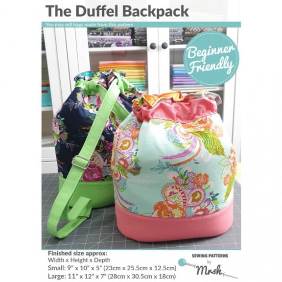 Mrs H Patterns Sewing Pattern The Duffel Backpack Bags