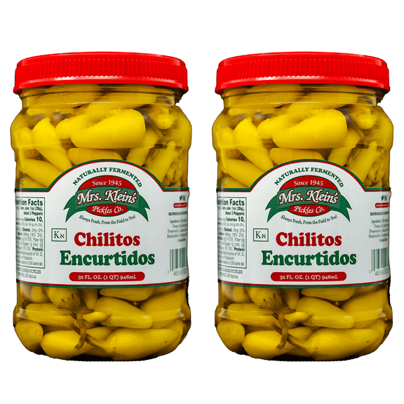 Mrs. Klein's Yellow Hot Chilies, Chilitos Encurtidos, 32oz, 2 Pack