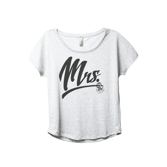 Mrs Loop Ring Women's Fashion Slouchy Dolman T-Shirt Tee Heather White 2X-Large
