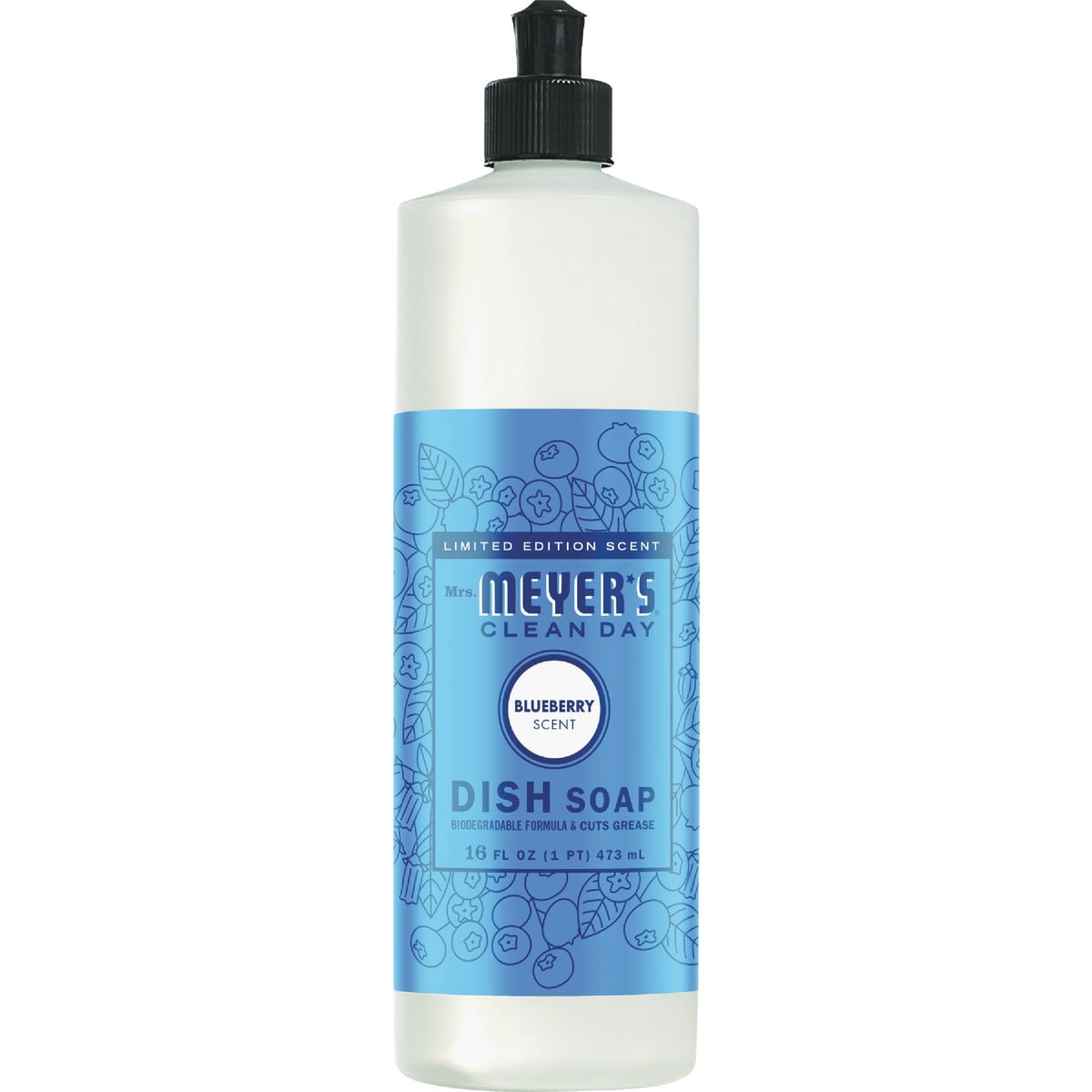 Mrs. MEYER'S CLEAN DAY Liquid Dish Soap, Blueberry Scent, 16 Fl Oz Bottle - 3 Pack