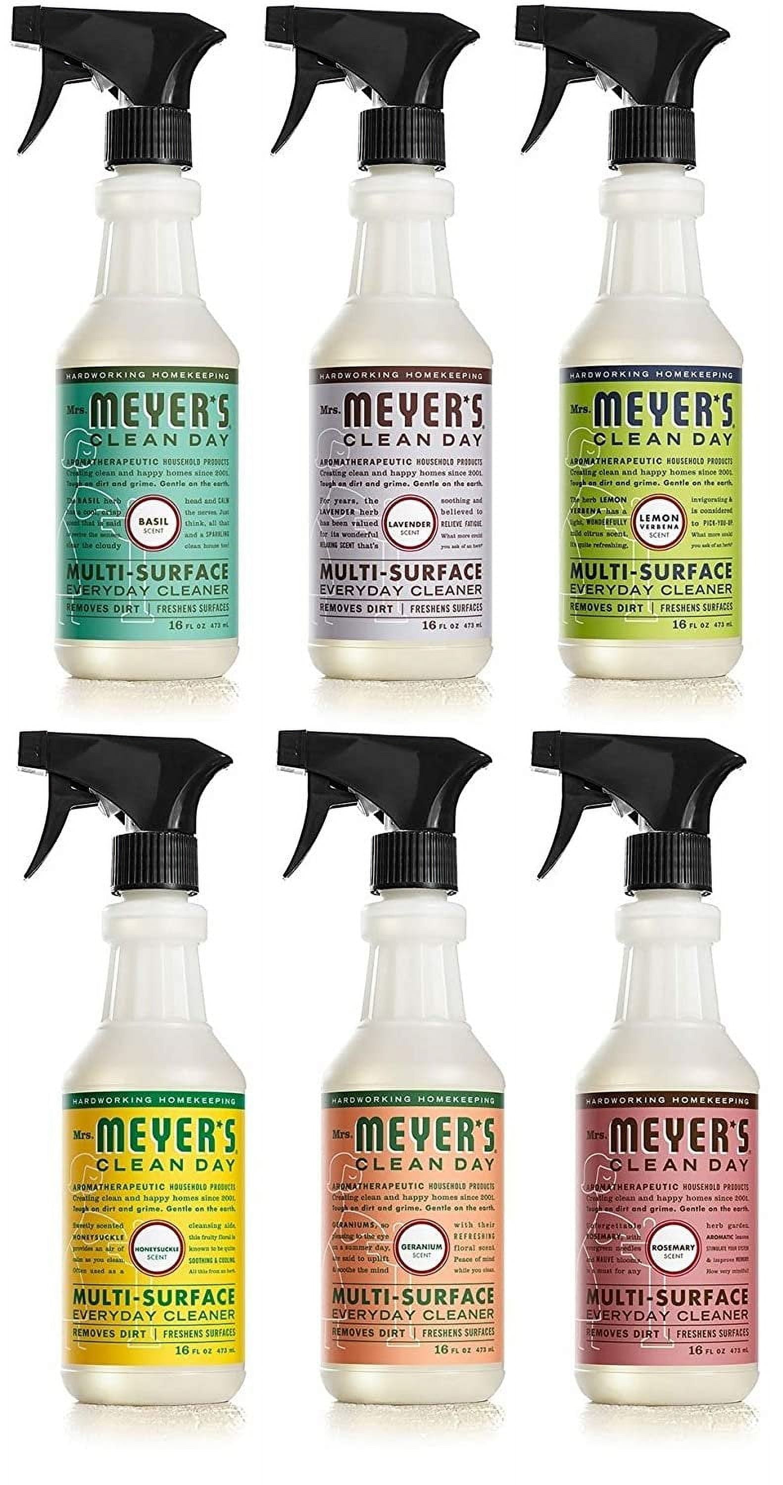 Mrs. Meyer Multi Surface Cleaner Variety Pack Basil, Lavender, Lemon Verbena, Honeysuckle, Rosemary and Geranium Scents