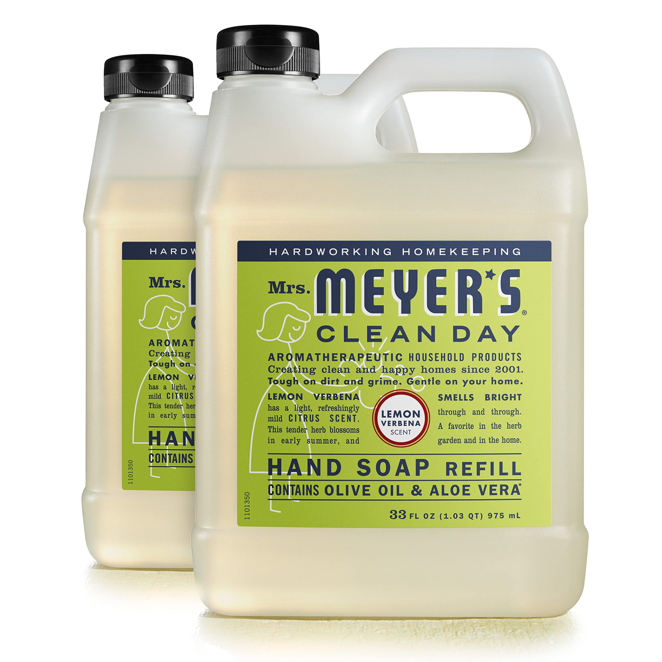 Mrs. Meyer,S Clean Day Hand Soap Refill, Made With Essential Oils, Biodegradable Formula, Lemon Verbena, 33 Fl. Oz - Pack Of 2.