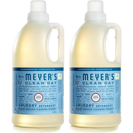 MRS. MEYER'S CLEAN DAY Liquid Laundry Detergent, Biodegradable Formula Infused with Essential Oils, Rain Water, 64 oz - Pack of 2 128 Loads