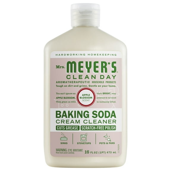 Mrs. Meyer’s Baking Soda Cream Cleaner, Cuts Grease, Scratch-Free Polish, Apple Blossom, 16  fl oz, Pack of 1